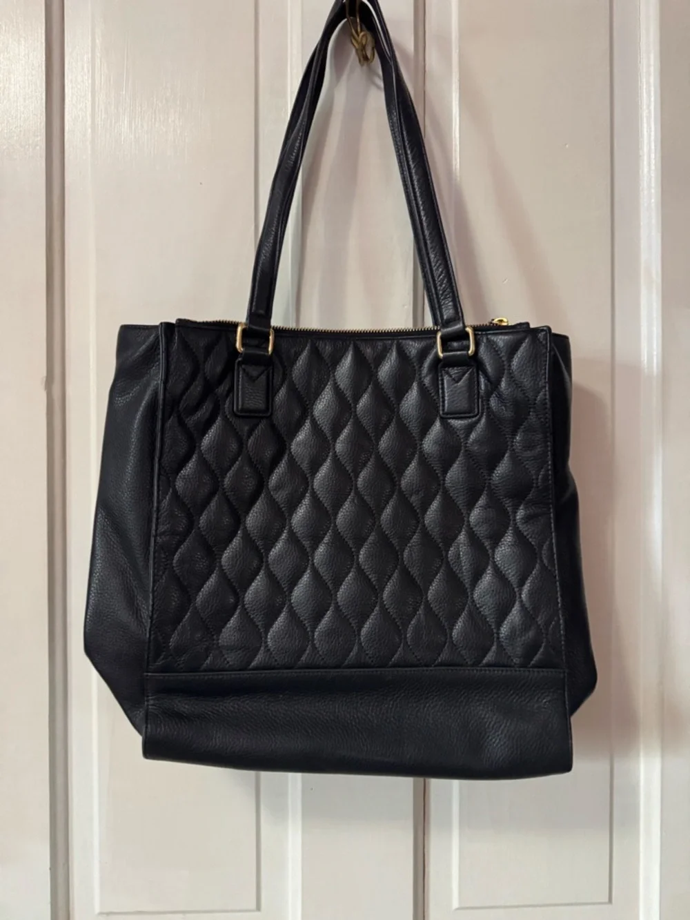 Vera Bradley Black Quilted Tote with Gold Hardware